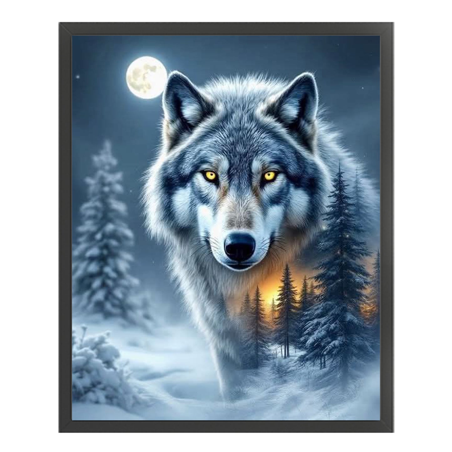 Wolf Forest - Full 11CT Stamped Cross Stitch 40x50CM - Huacan