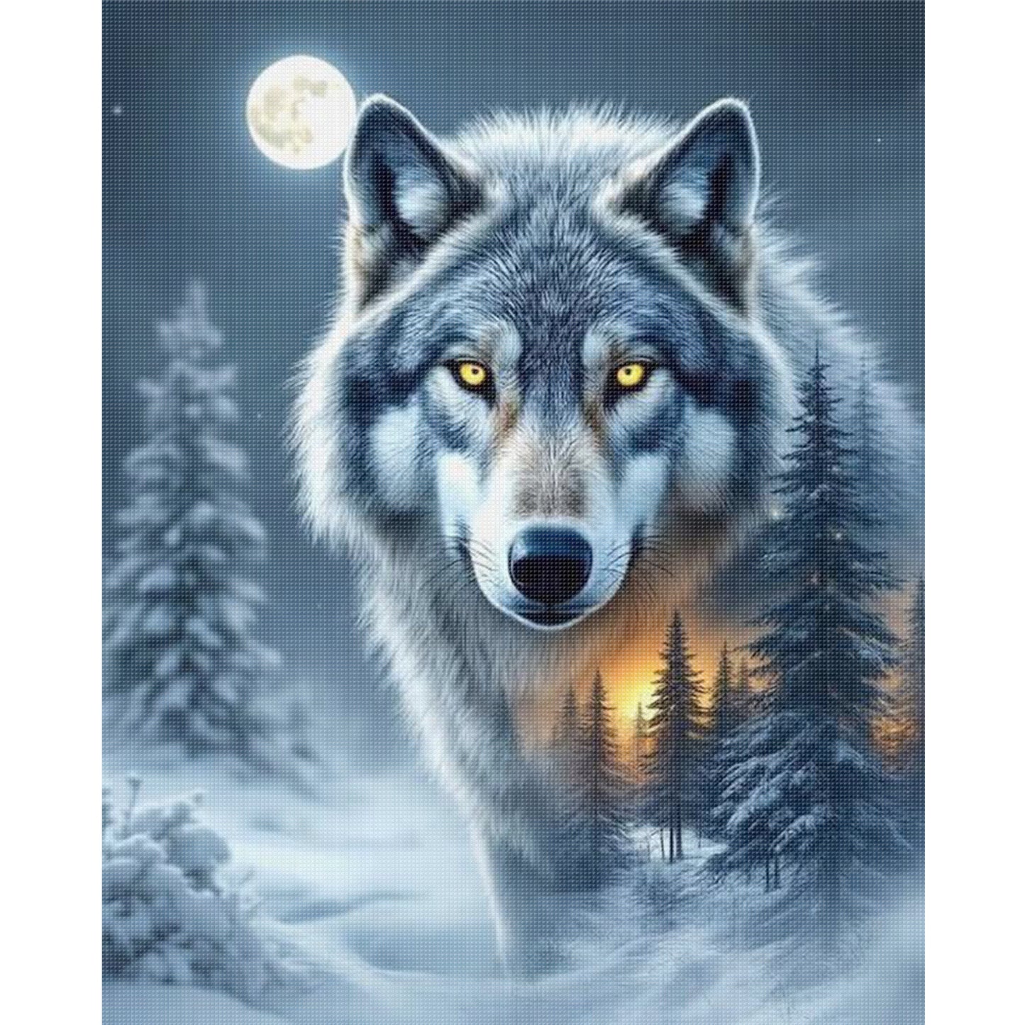 Wolf Forest - Full 11CT Stamped Cross Stitch 40x50CM - Huacan