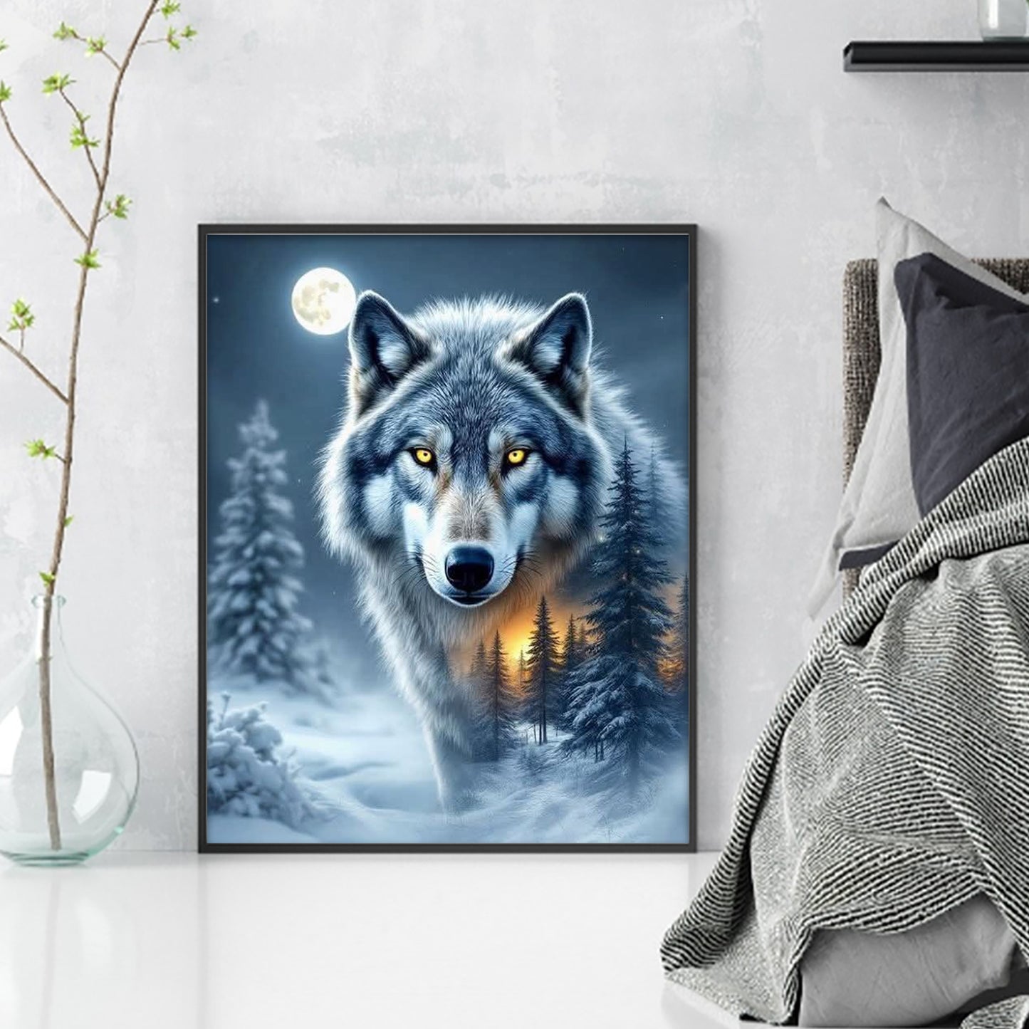 Wolf Forest - Full 11CT Stamped Cross Stitch 40x50CM - Huacan