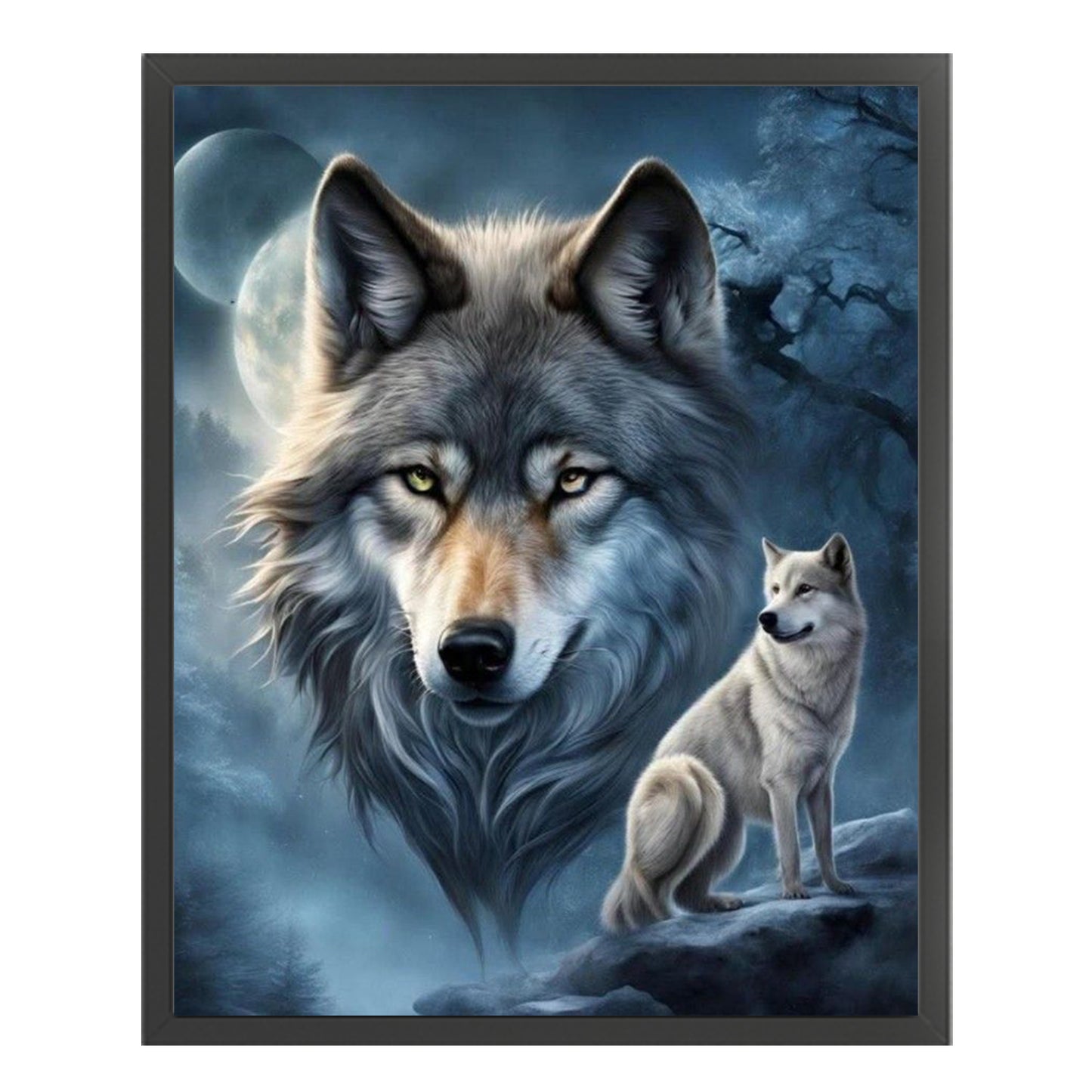 Wolf Under Moonlight - Full 11CT Stamped Cross Stitch 40x50CM - Huacan