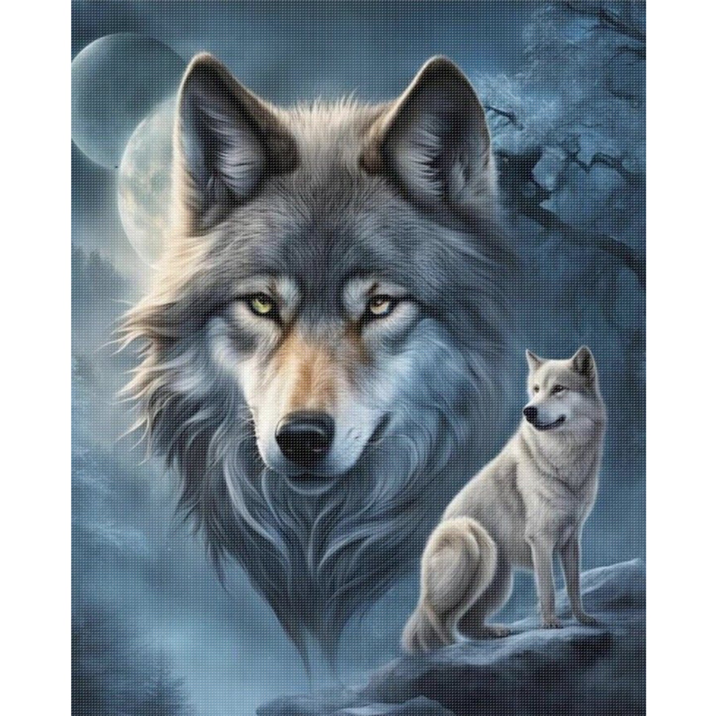 Wolf Under Moonlight - Full 11CT Stamped Cross Stitch 40x50CM - Huacan