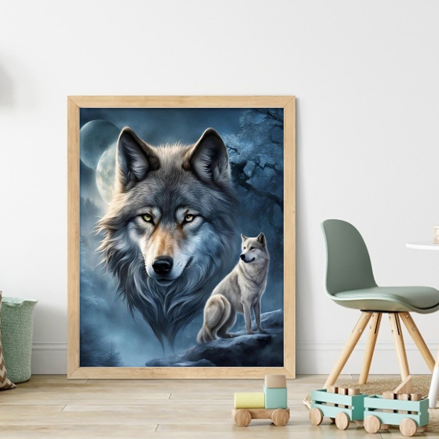 Wolf Under Moonlight - Full 11CT Stamped Cross Stitch 40x50CM - Huacan