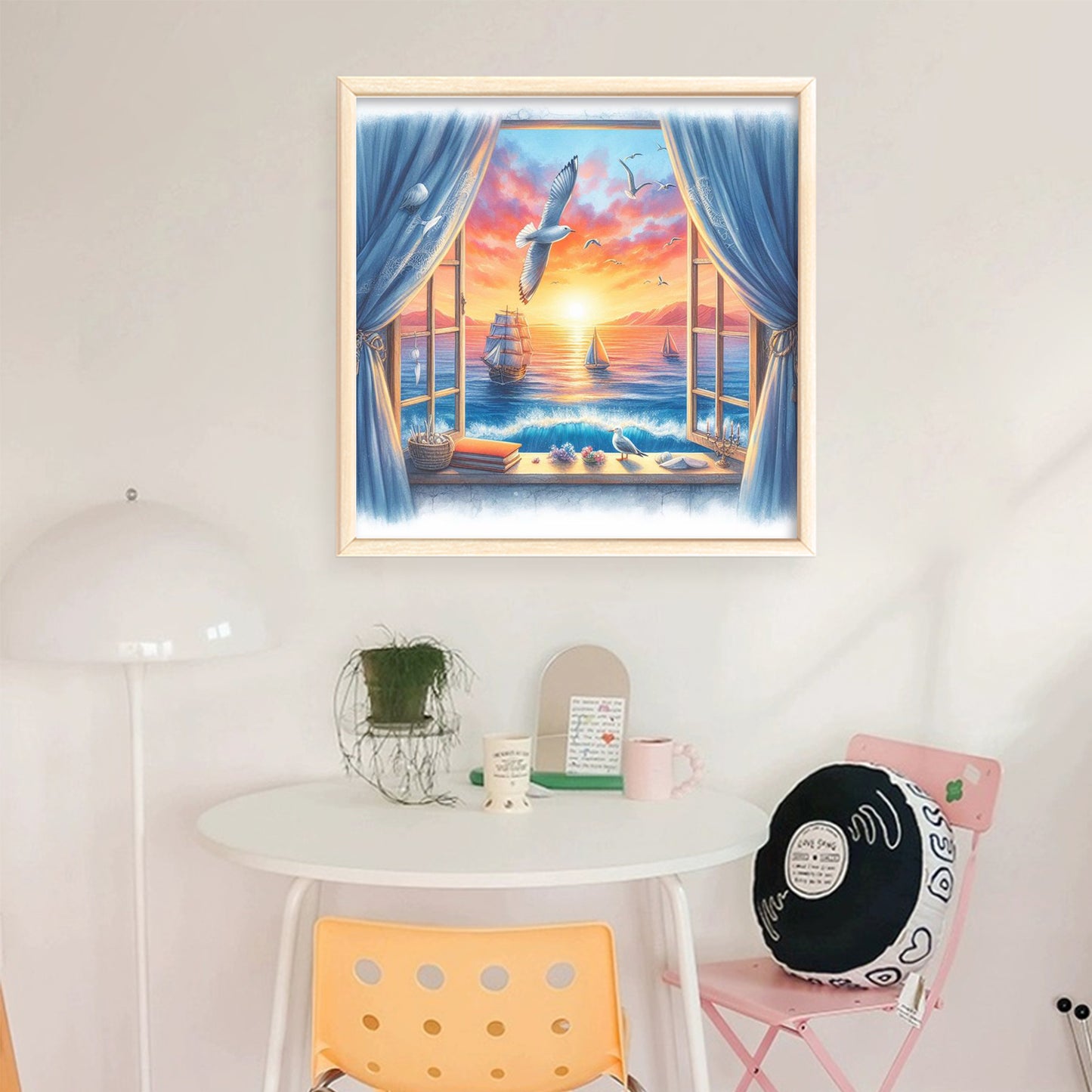 Seaview Outside Window - Full 11CT Stamped Cross Stitch 40x40CM - Huacan
