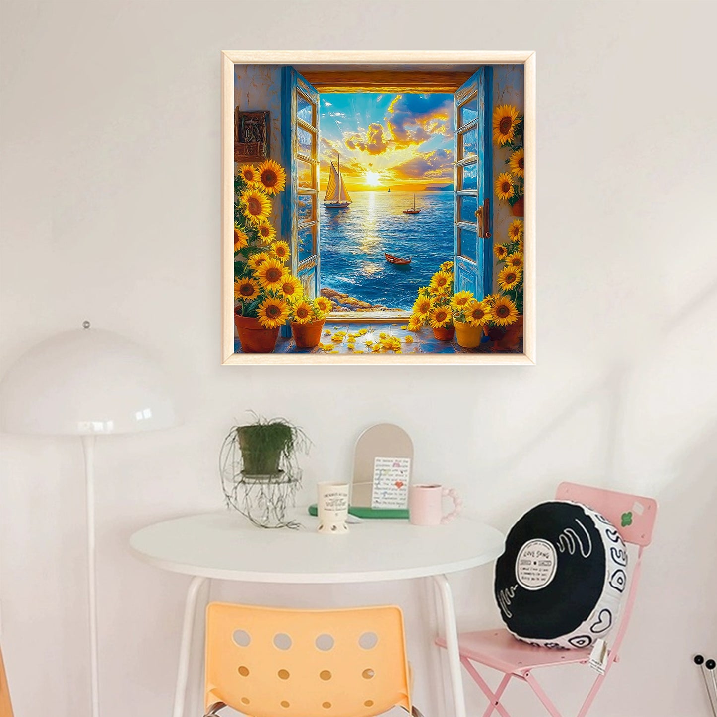 Summer View Outside Window - Full 11CT Stamped Cross Stitch 40x40CM - Huacan