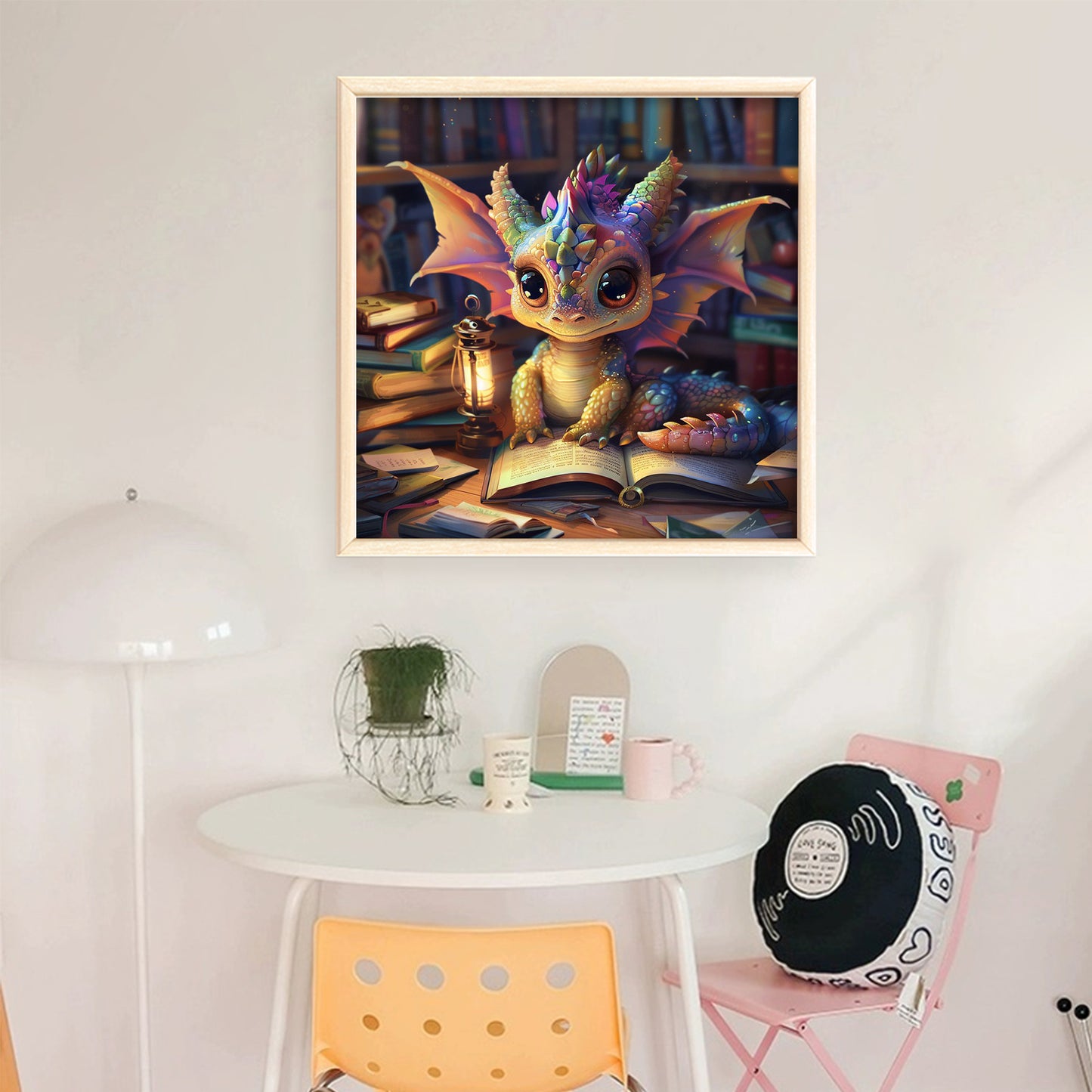 Reading Dragon - Full 11CT Stamped Cross Stitch 40x40CM - Huacan