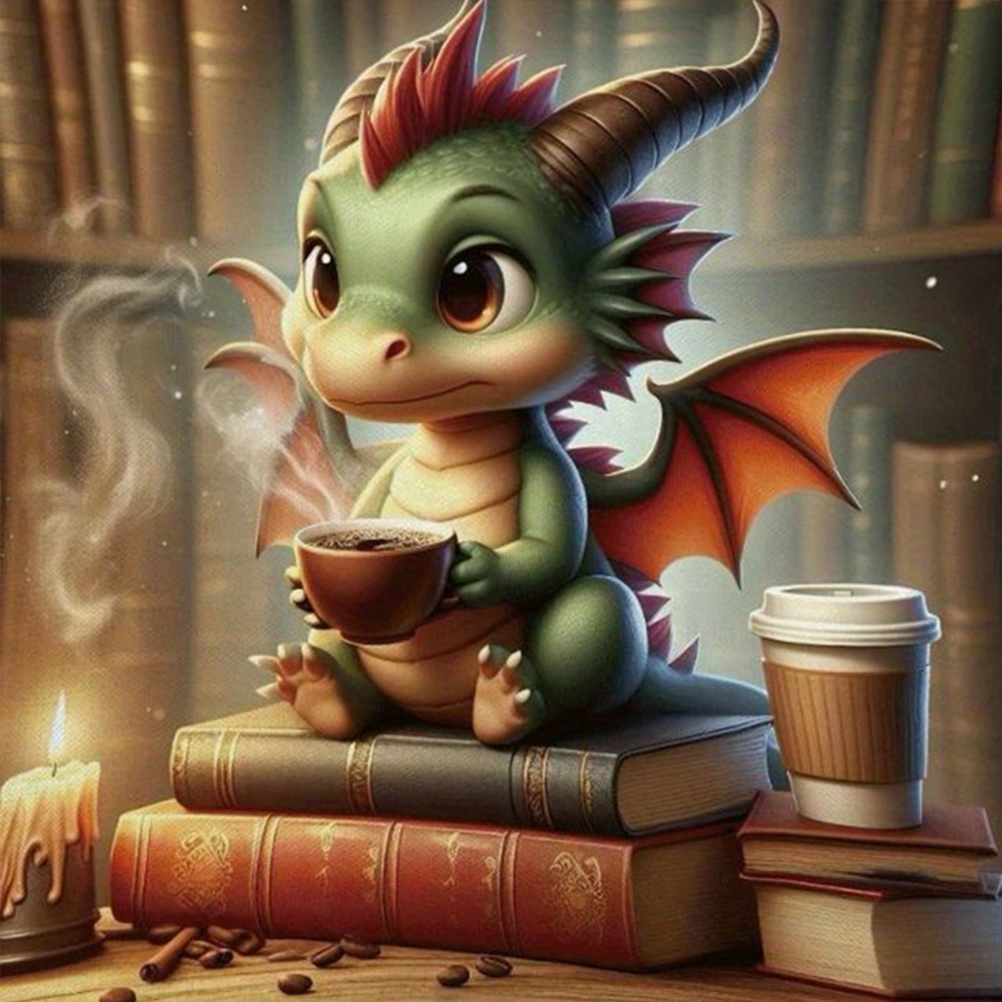 Reading Dragon - Full 11CT Stamped Cross Stitch 40x40CM - Huacan