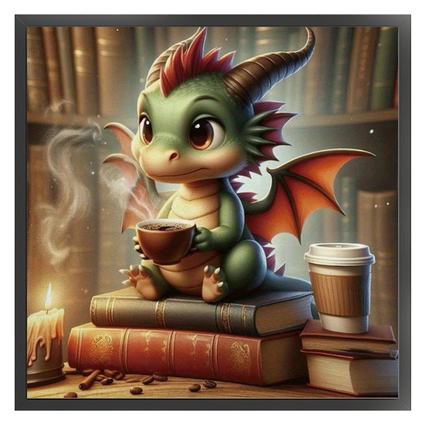 Reading Dragon - Full 11CT Stamped Cross Stitch 40x40CM - Huacan