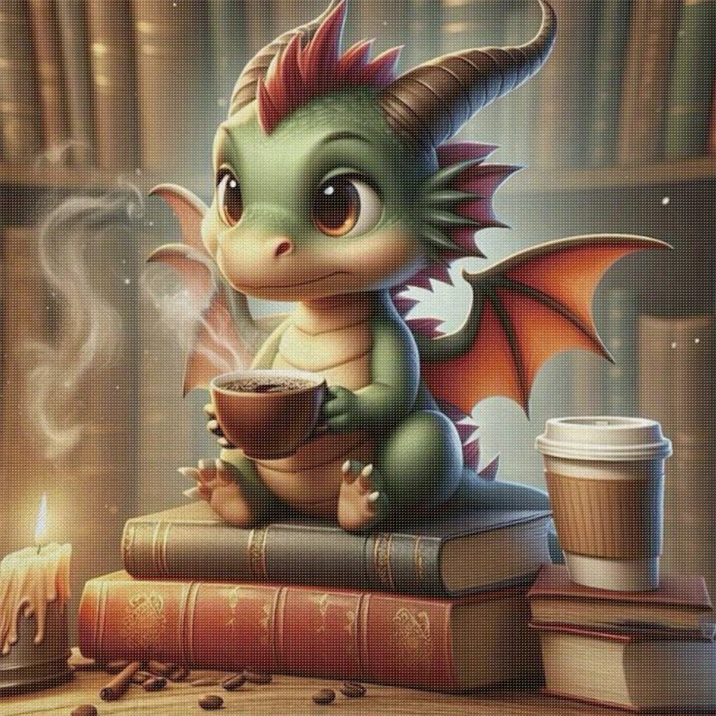 Reading Dragon - Full 11CT Stamped Cross Stitch 40x40CM - Huacan