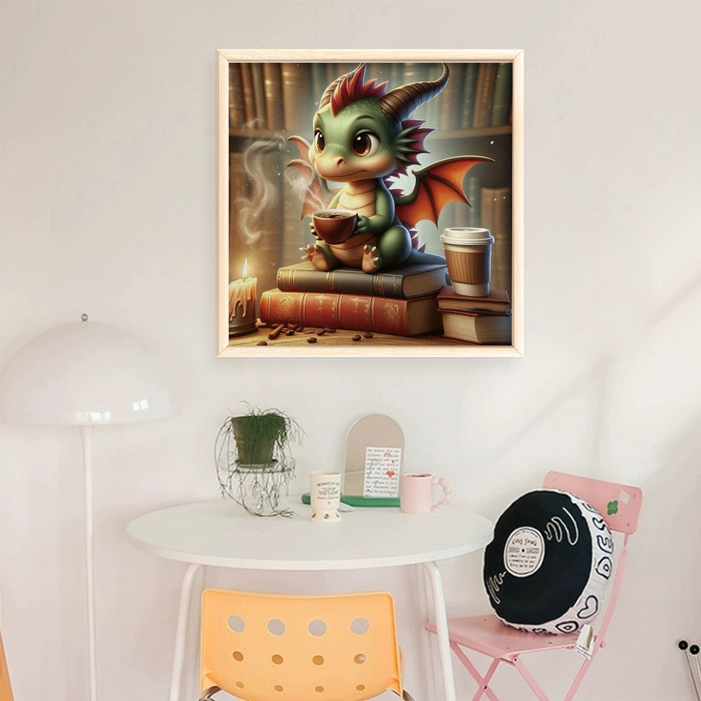 Reading Dragon - Full 11CT Stamped Cross Stitch 40x40CM - Huacan