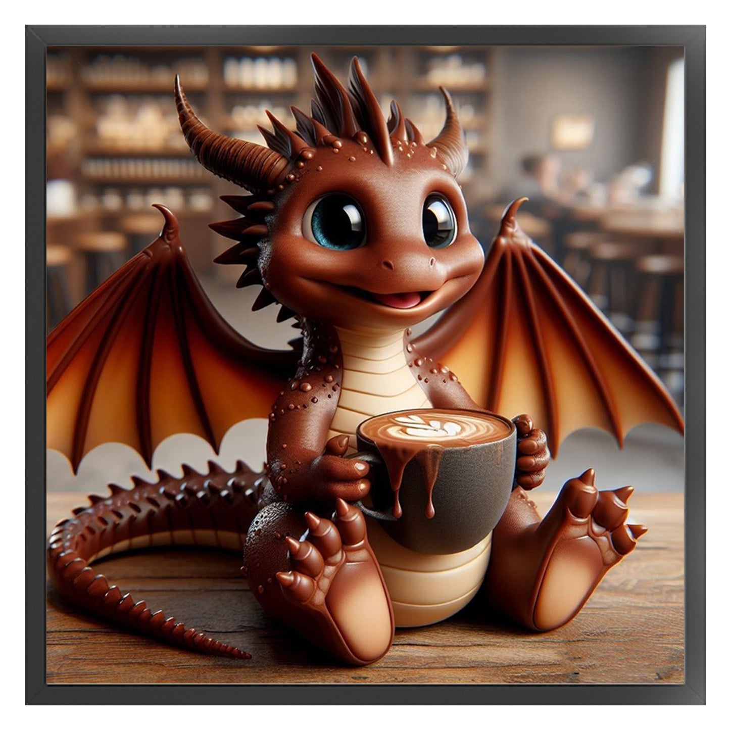 Dragon Drinking Coffee - Full 11CT Stamped Cross Stitch 40x40CM - Huacan