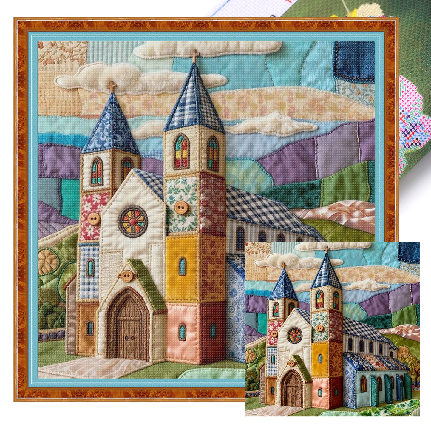 Patchwork Colorful Hut - Full 11CT Stamped Cross Stitch 45x45CM - Huacan