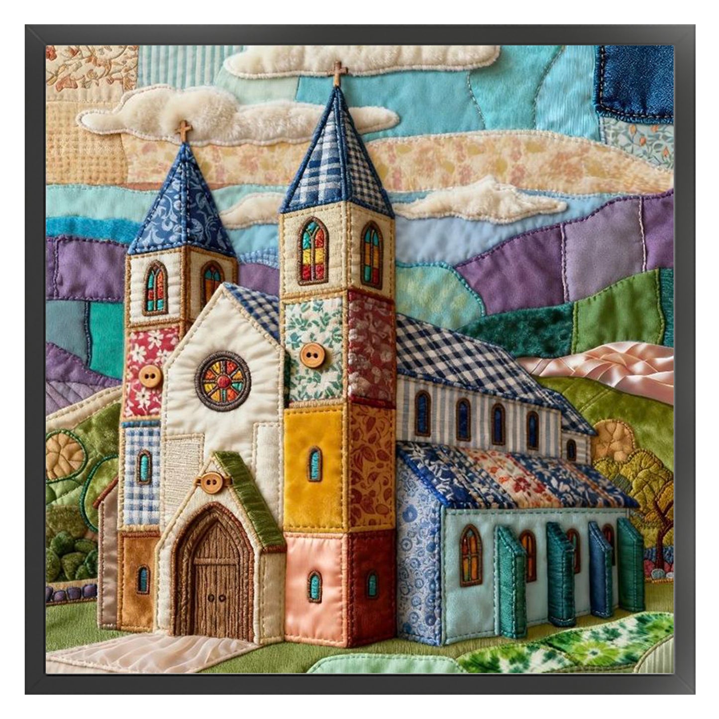 Patchwork Colorful Hut - Full 11CT Stamped Cross Stitch 45x45CM - Huacan
