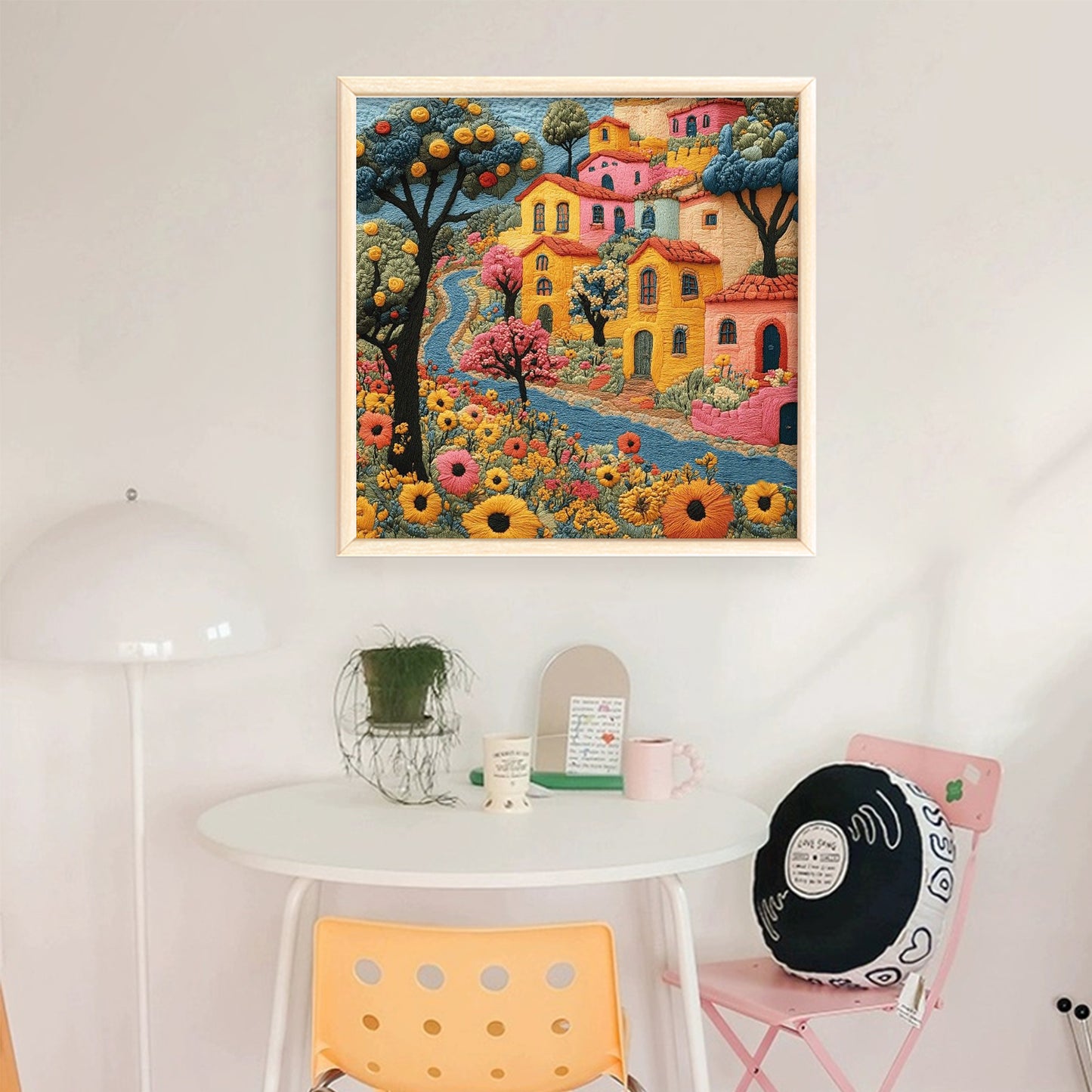 Embroidery Flower Hut - Full 11CT Stamped Cross Stitch 45x45CM - Huacan