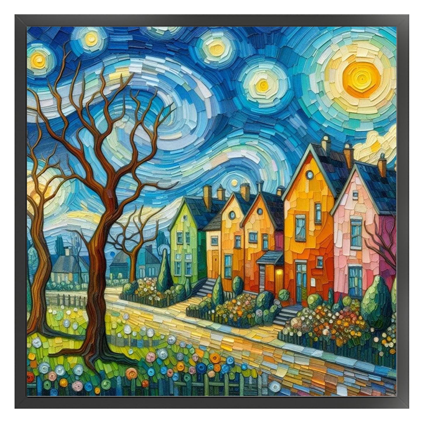 Colorful Hut - Full 11CT Stamped Cross Stitch 45x45CM - Huacan