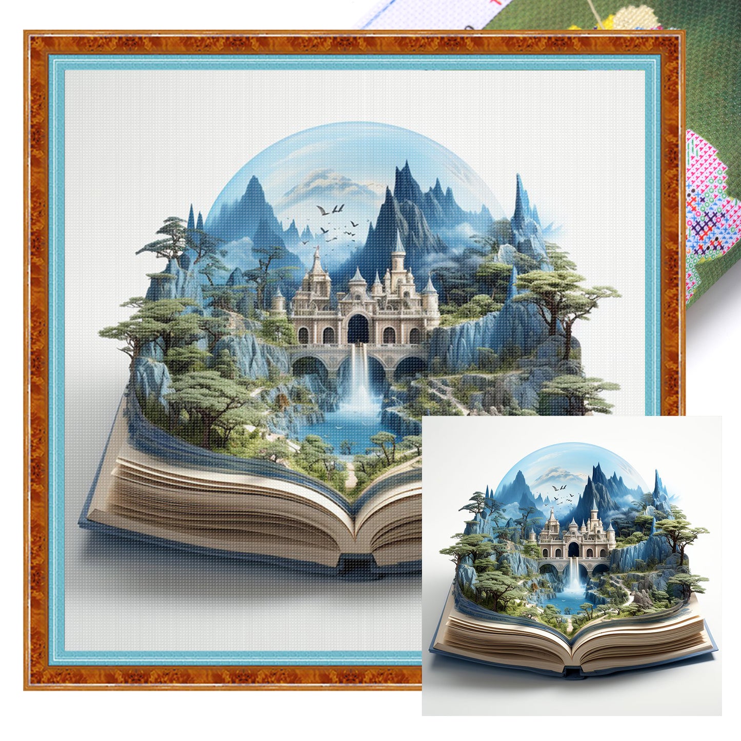 Scenery In Book - Full 11CT Stamped Cross Stitch 45x45CM - Huacan