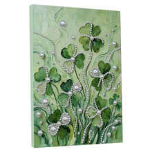 Load image into Gallery viewer, DIY Pearl Painting Kit 30x40CM Lucky Four Leaf Clover Framed Handmade Pearl Material Art Set Room Wall Decoration
