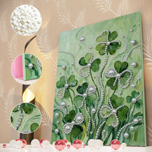 Load image into Gallery viewer, DIY Pearl Painting Kit 30x40CM Lucky Four Leaf Clover Framed Handmade Pearl Material Art Set Room Wall Decoration

