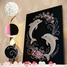 Load image into Gallery viewer, DIY Pearl Painting Kit 30x40CM Dolphin Framed Handmade Pearl Material Art Set Room Wall Decoration
