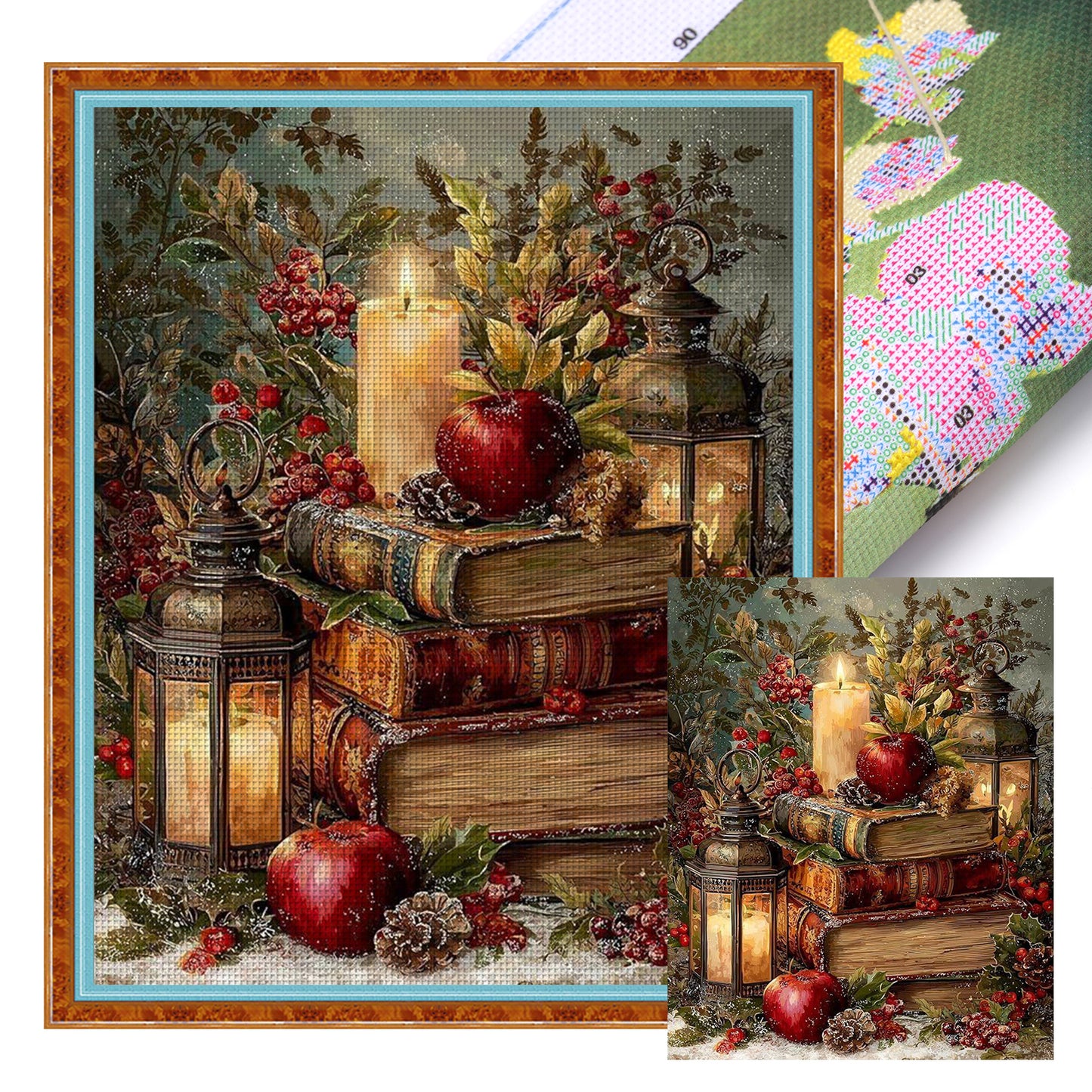 Christmas Books - Full 11CT Stamped Cross Stitch 40x50CM - Huacan
