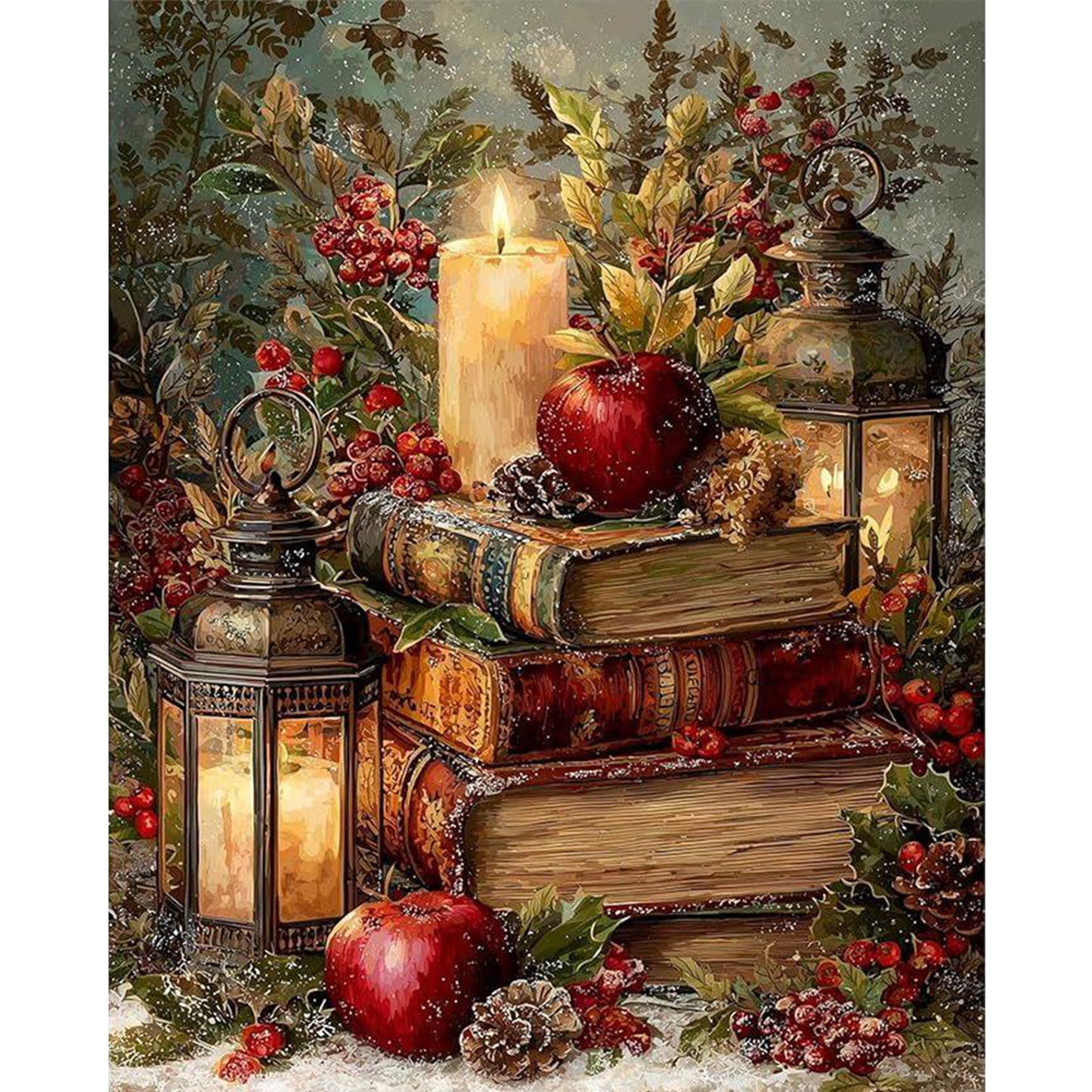 Christmas Books - Full 11CT Stamped Cross Stitch 40x50CM - Huacan