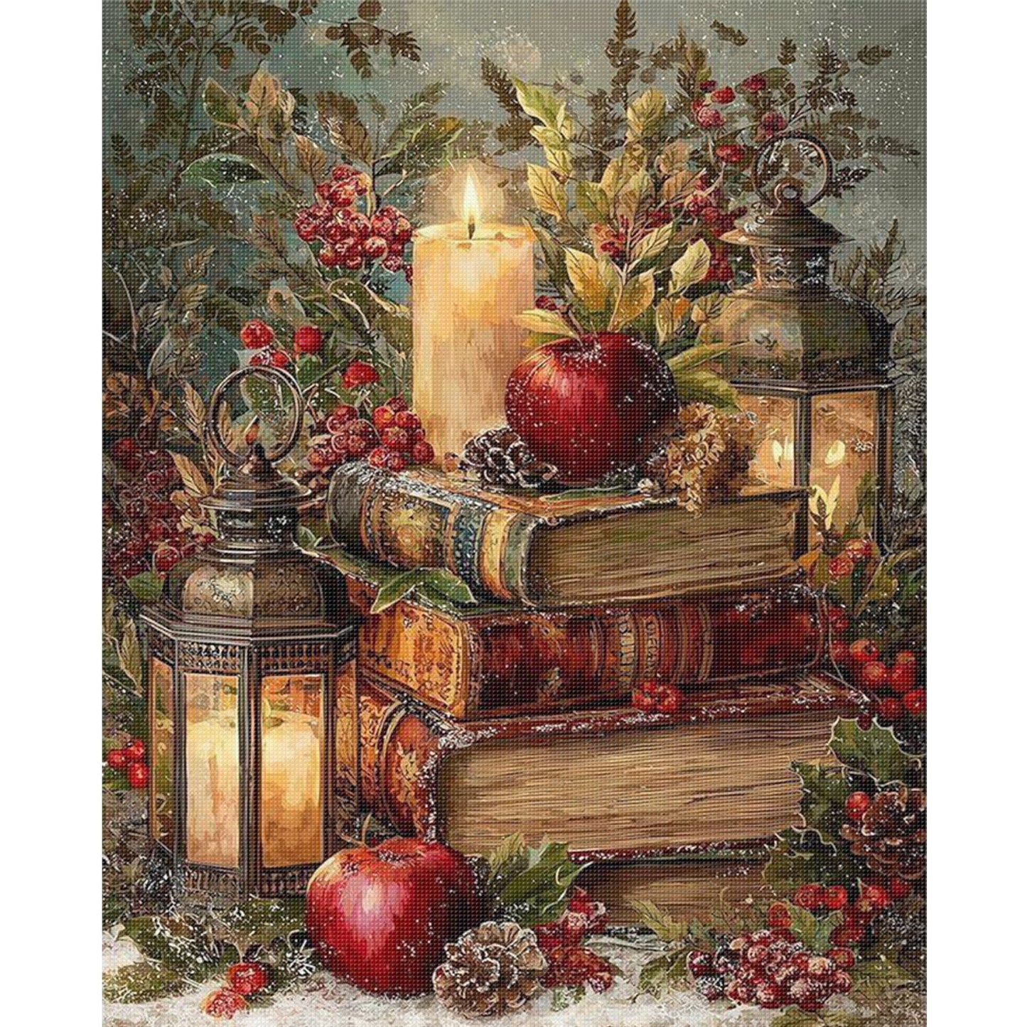 Christmas Books - Full 11CT Stamped Cross Stitch 40x50CM - Huacan