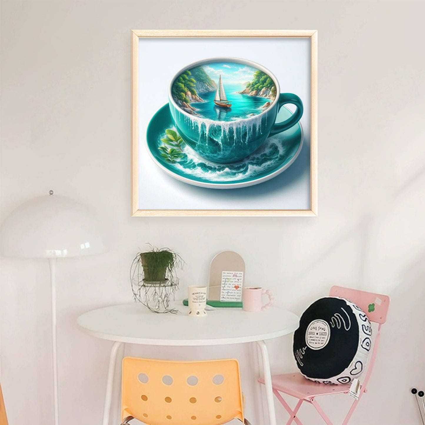 Water Cup Scenery - Full 11CT Stamped Cross Stitch 45x45CM - Huacan