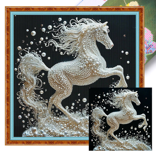 Pearl Horse - Full 11CT Stamped Cross Stitch 40x40CM - Huacan