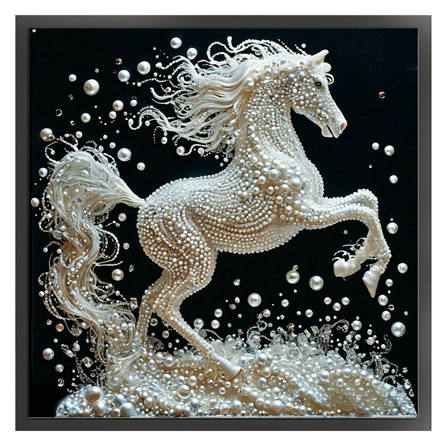 Pearl Horse - Full 11CT Stamped Cross Stitch 40x40CM - Huacan
