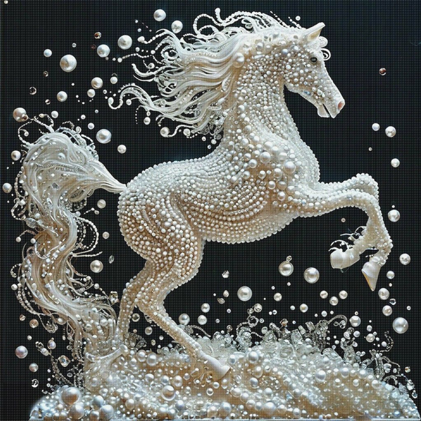 Pearl Horse - Full 11CT Stamped Cross Stitch 40x40CM - Huacan