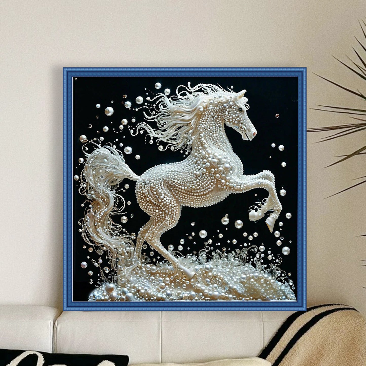Pearl Horse - Full 11CT Stamped Cross Stitch 40x40CM - Huacan