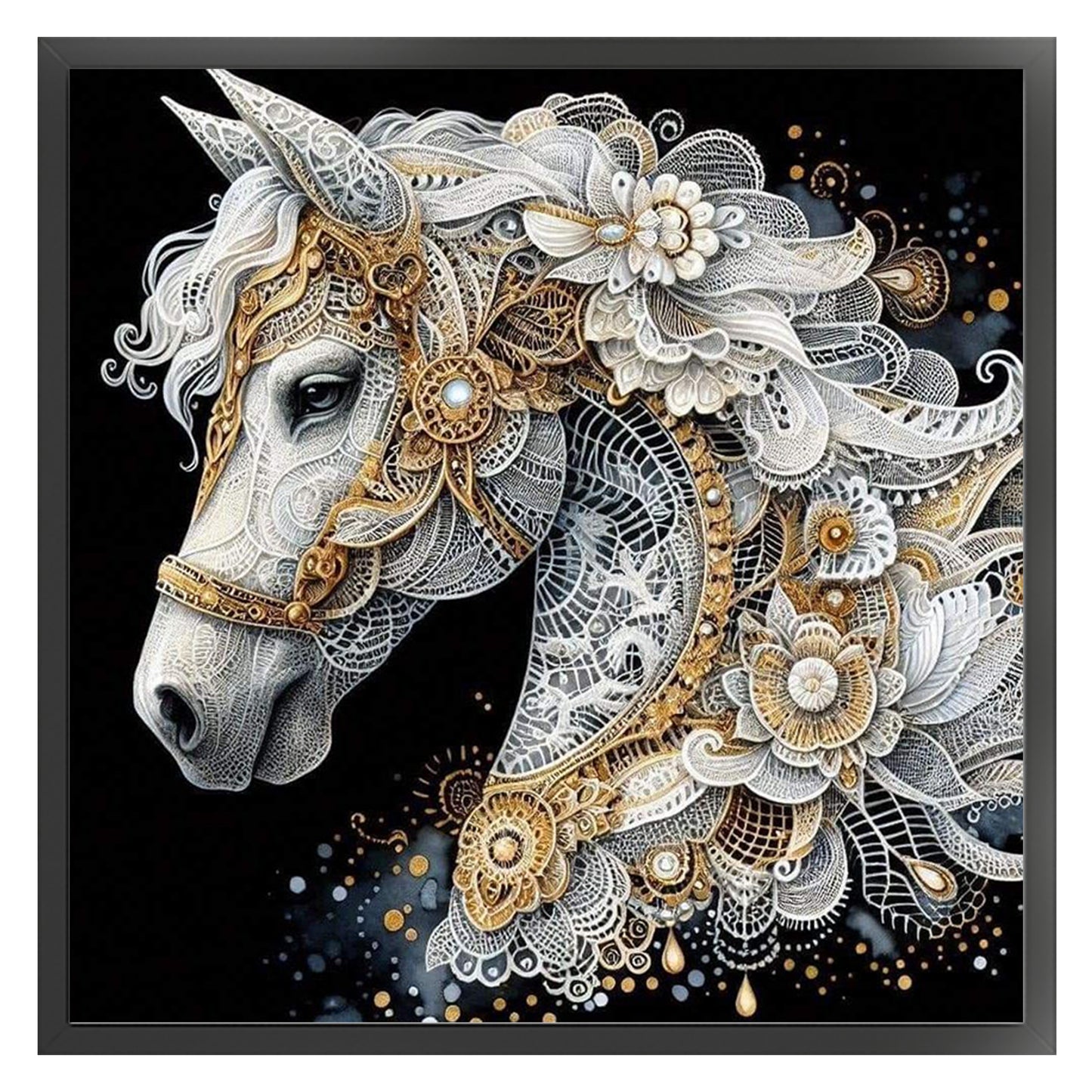 Lace Horse - Full 11CT Stamped Cross Stitch 40x40CM - Huacan