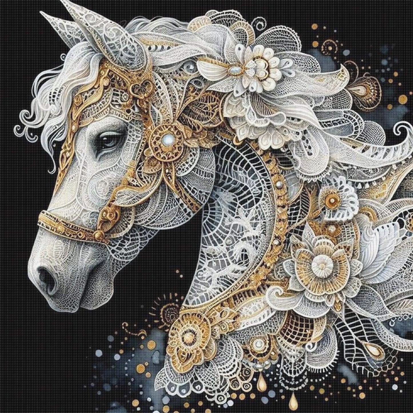 Lace Horse - Full 11CT Stamped Cross Stitch 40x40CM - Huacan