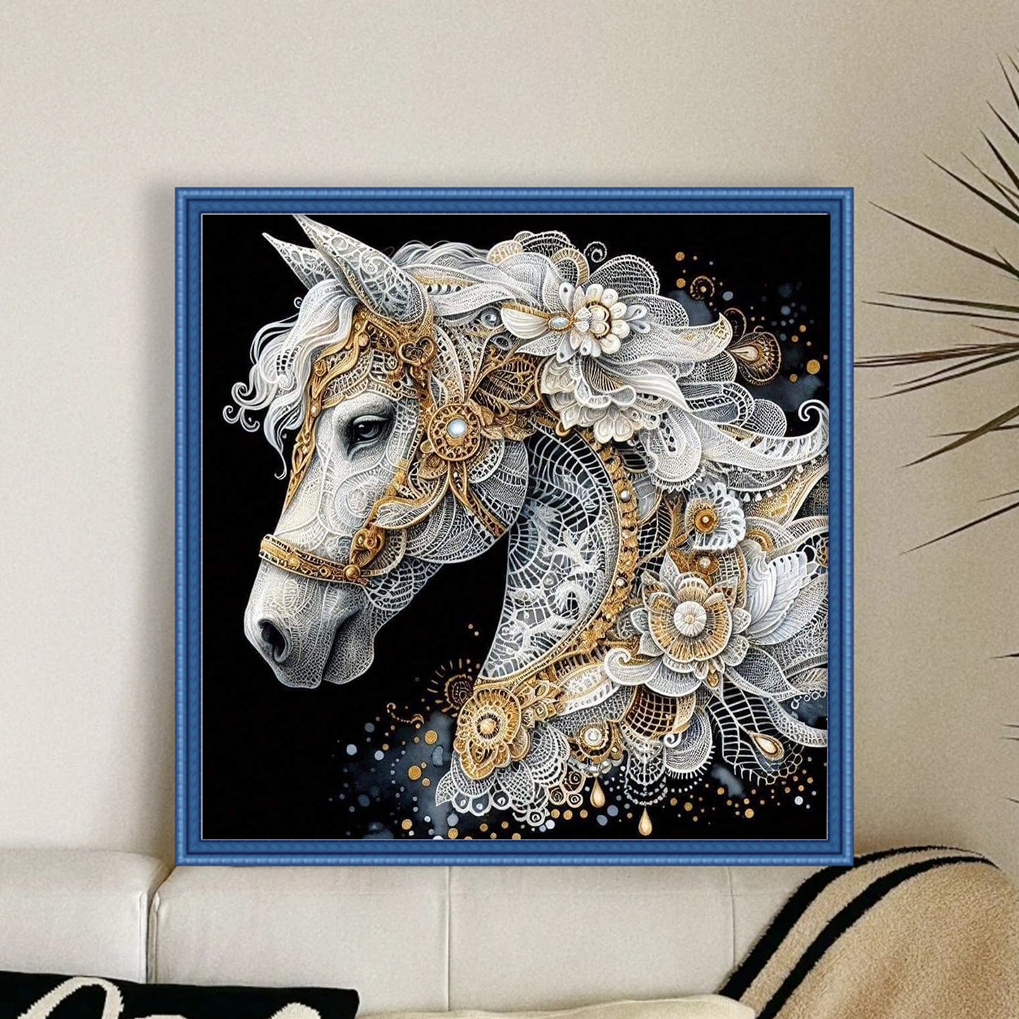 Lace Horse - Full 11CT Stamped Cross Stitch 40x40CM - Huacan
