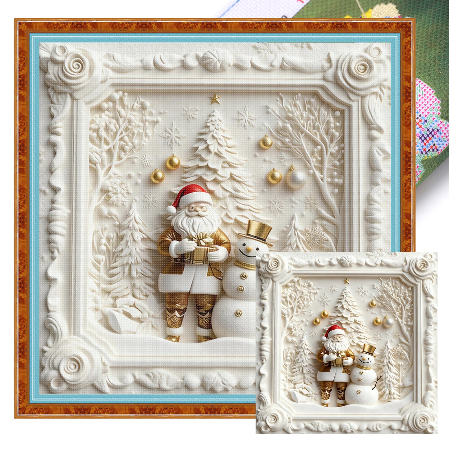 Santa Claus - Full 11CT Stamped Cross Stitch 40x40CM - Huacan
