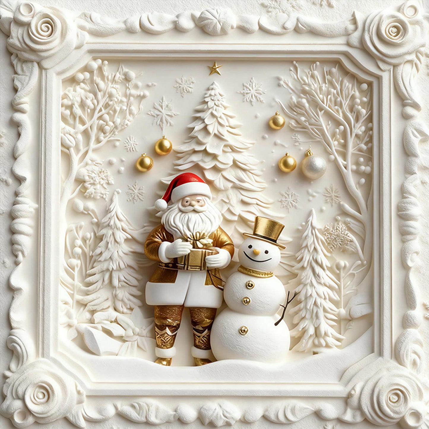 Santa Claus - Full 11CT Stamped Cross Stitch 40x40CM - Huacan