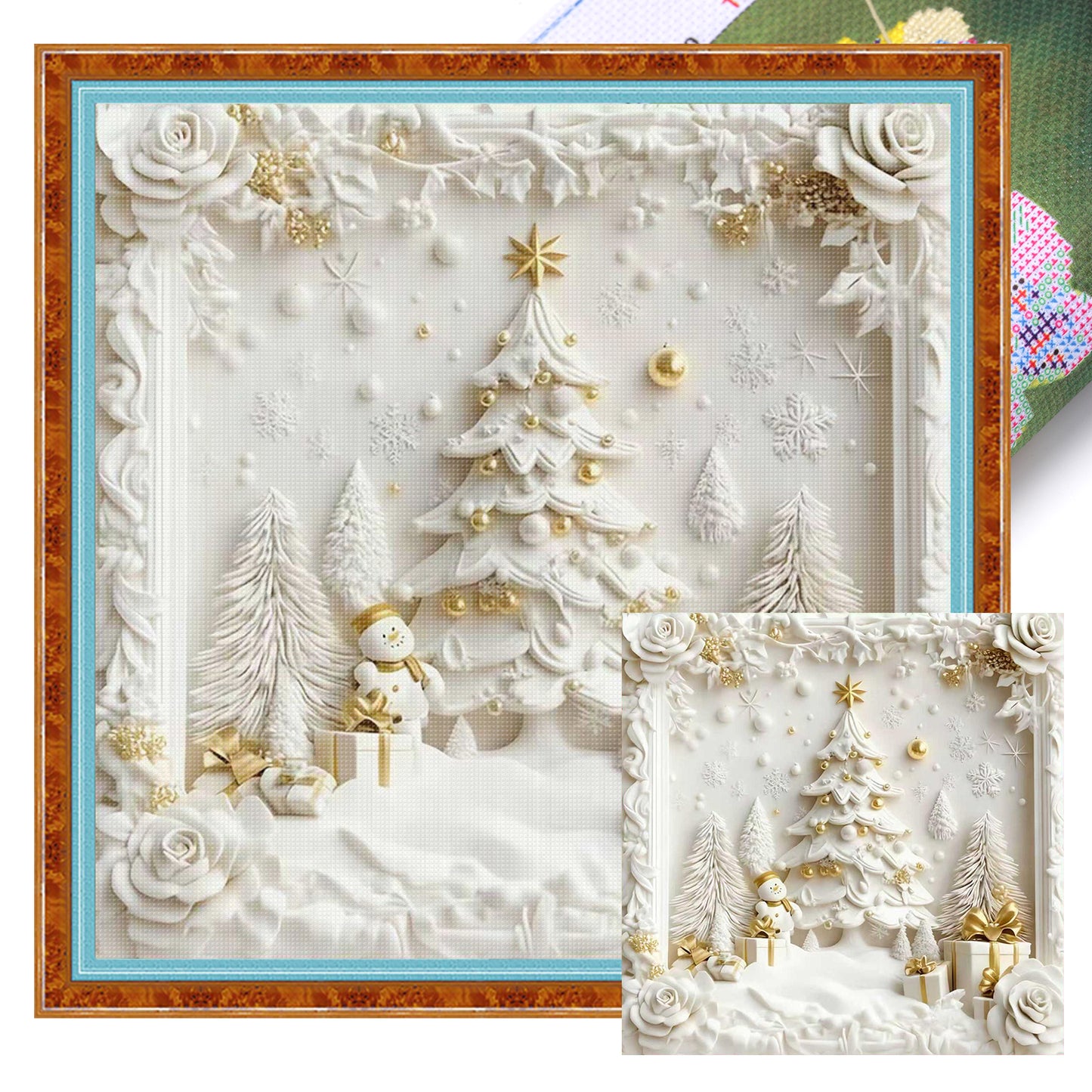 Christmas Tree - Full 11CT Stamped Cross Stitch 40x40CM - Huacan