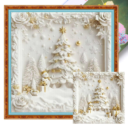 Christmas Tree - Full 11CT Stamped Cross Stitch 40x40CM - Huacan