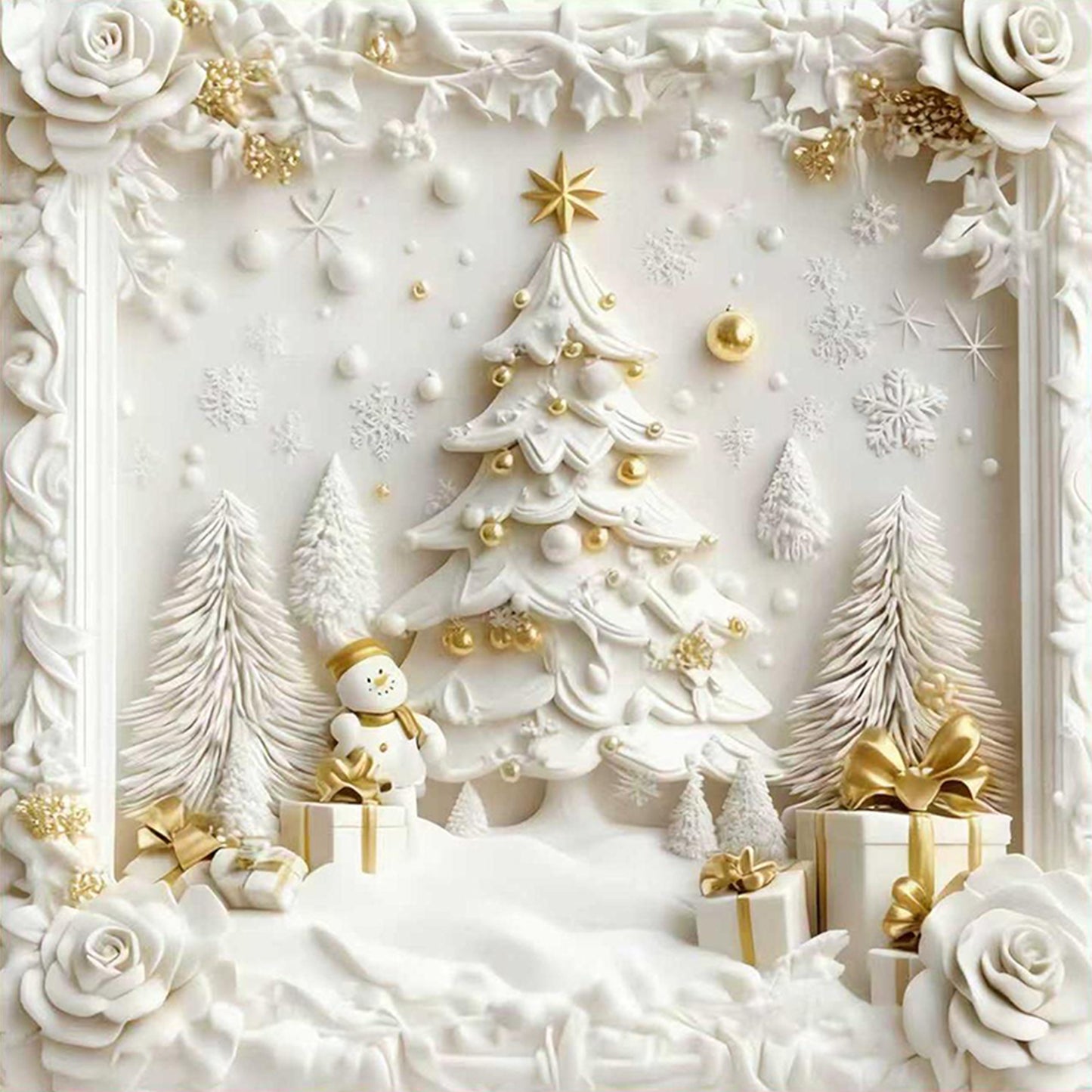 Christmas Tree - Full 11CT Stamped Cross Stitch 40x40CM - Huacan