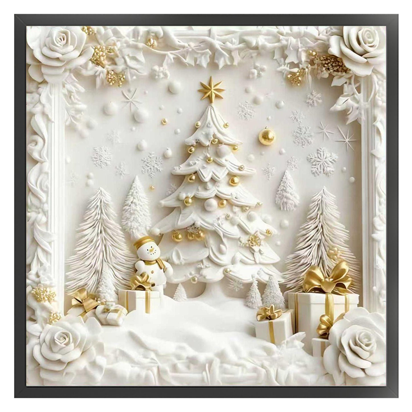 Christmas Tree - Full 11CT Stamped Cross Stitch 40x40CM - Huacan