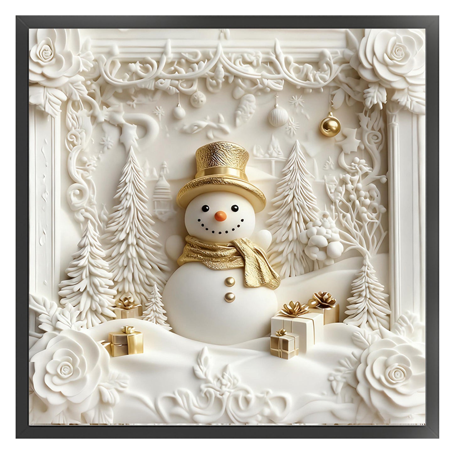 Christmas Snowman - Full 11CT Stamped Cross Stitch 40x40CM - Huacan