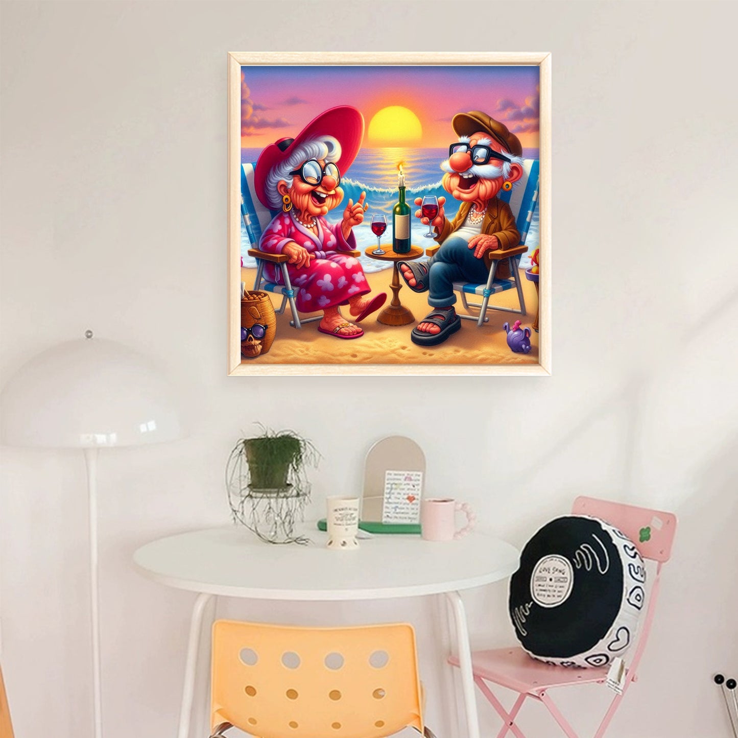 Grandma And Grandpa On The Beach - Full 11CT Stamped Cross Stitch 40x40CM - Huacan