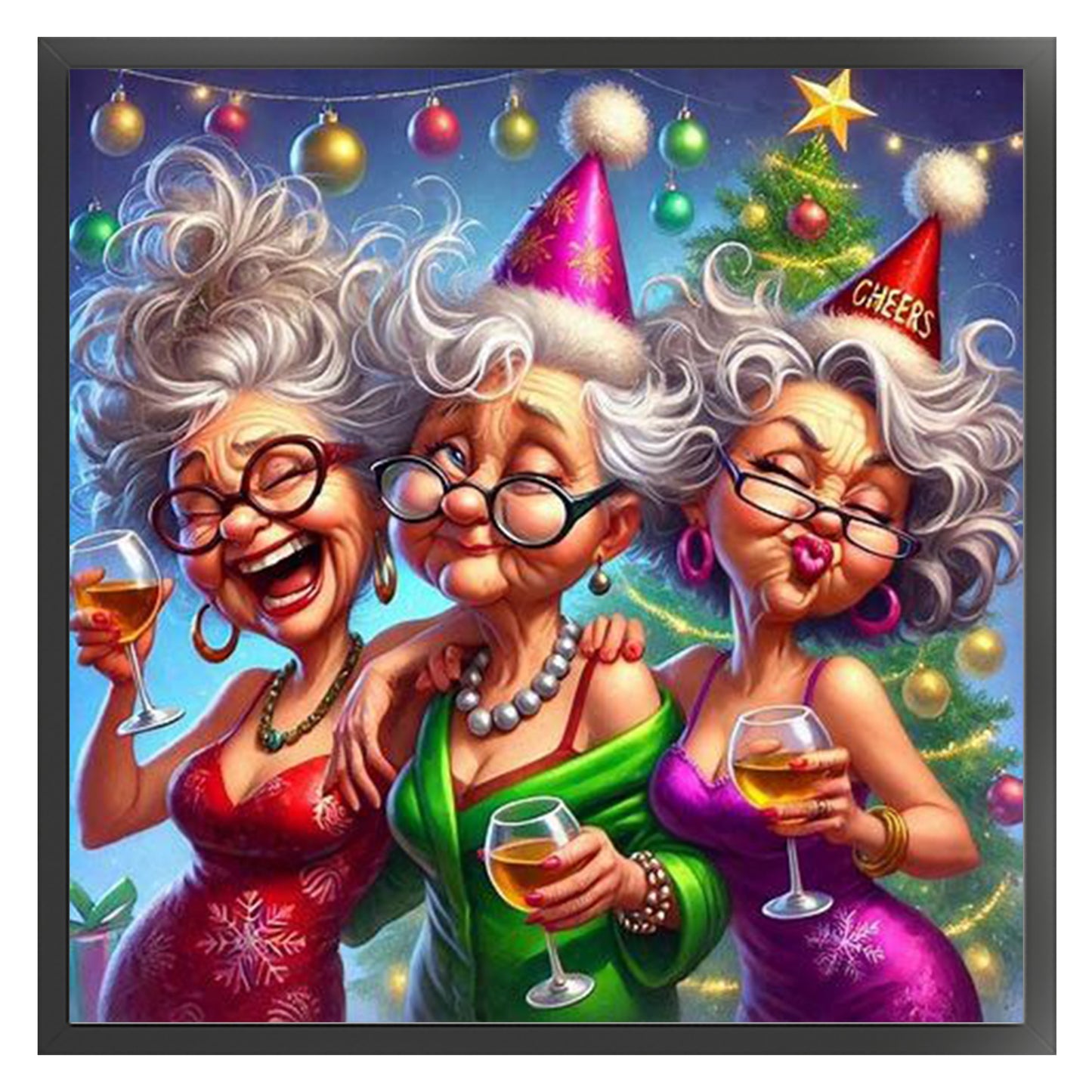 Grandma At Party - Full 11CT Stamped Cross Stitch 40x40CM - Huacan