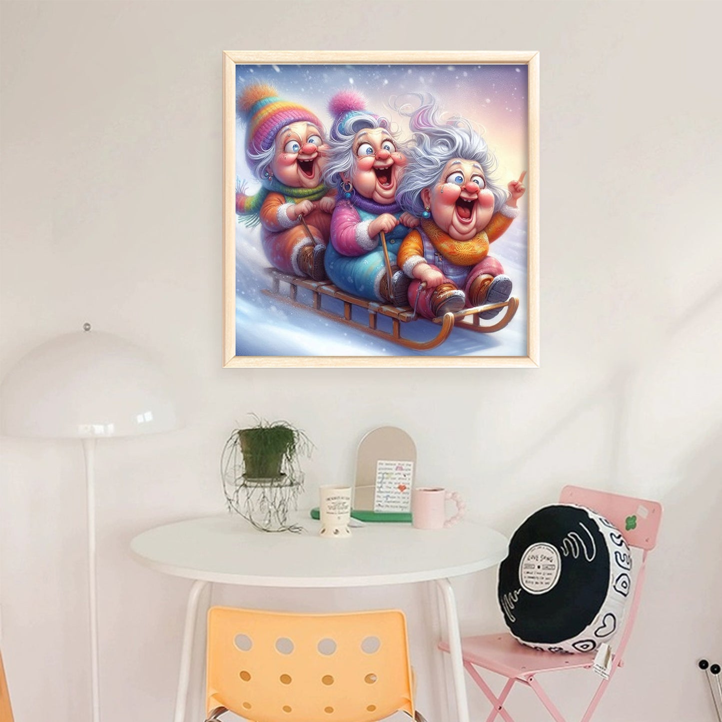 Grandmas Skiing - Full 11CT Stamped Cross Stitch 40x40CM - Huacan