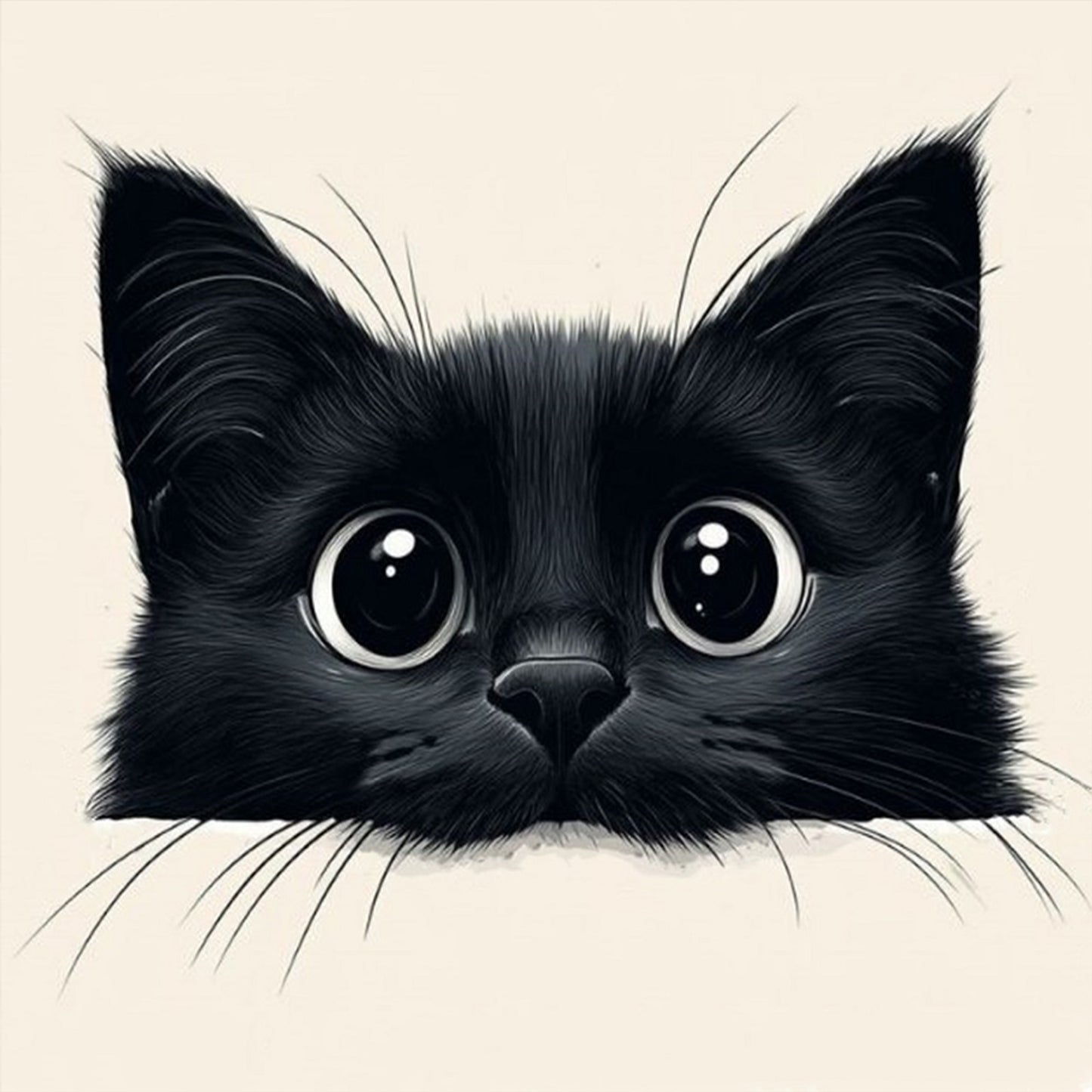 Black Cat - Full 18CT Stamped Cross Stitch 20x20CM - Huacan