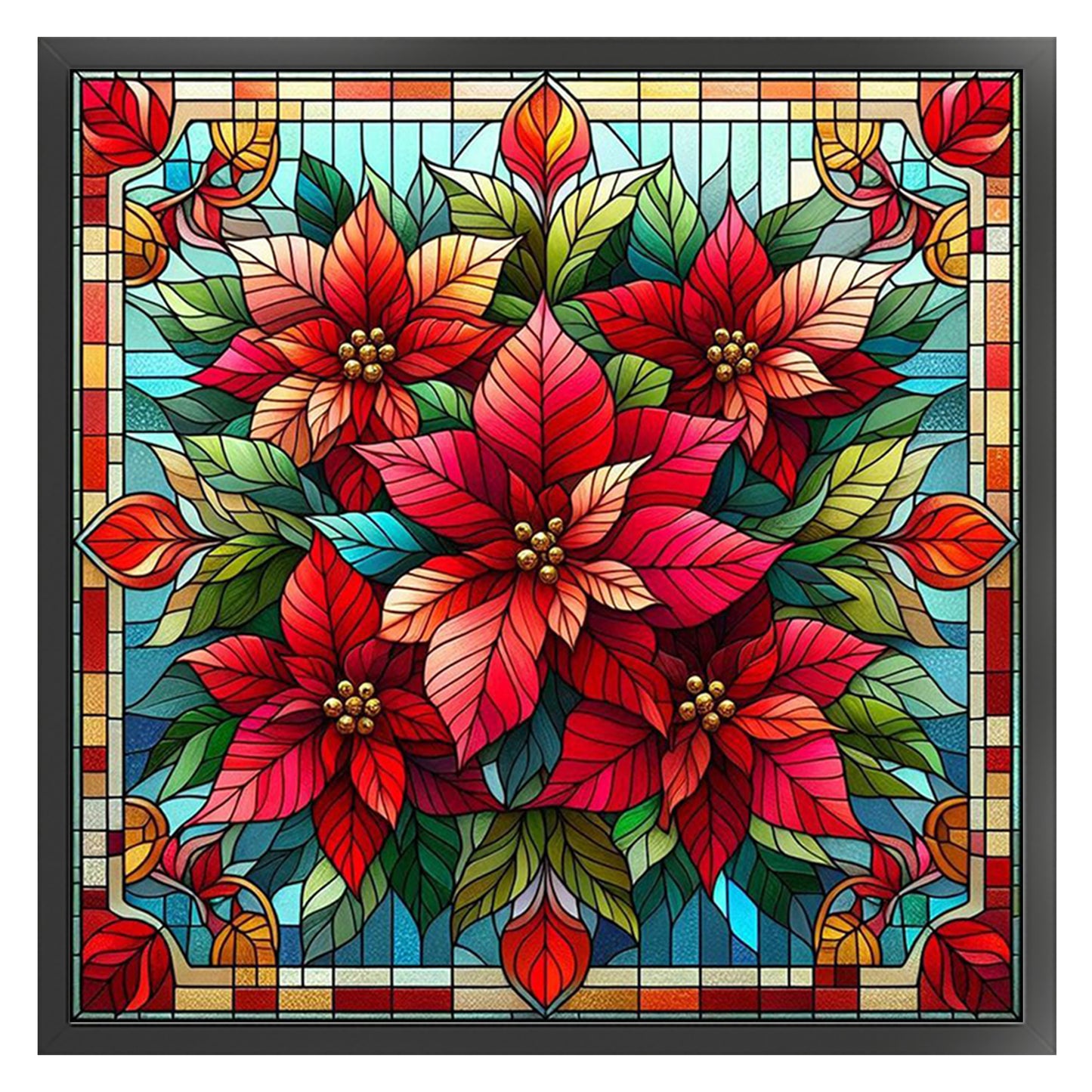 Christmas Flower - Full 11CT Stamped Cross Stitch 45x45CM - Huacan