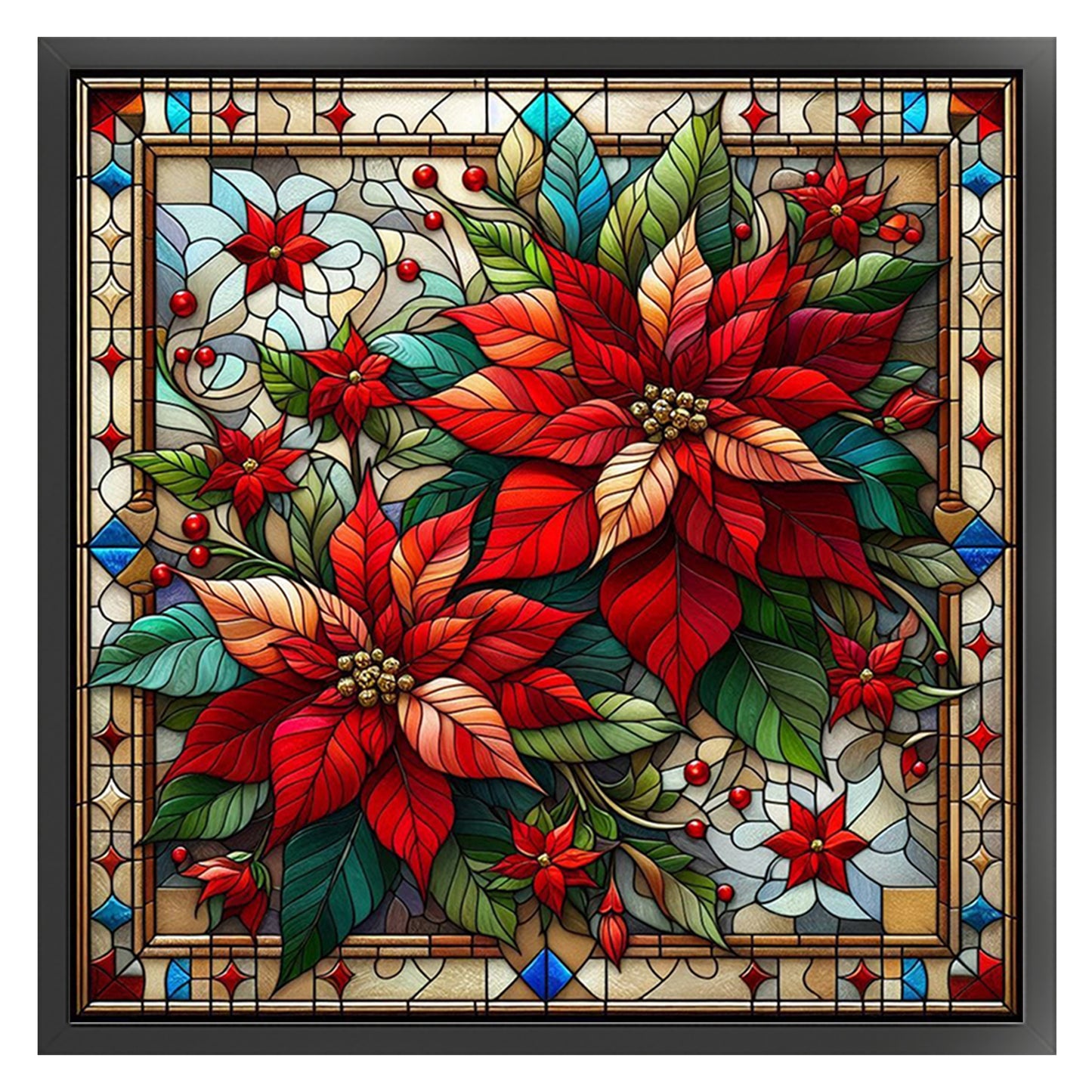 Christmas Flower - Full 11CT Stamped Cross Stitch 45x45CM - Huacan