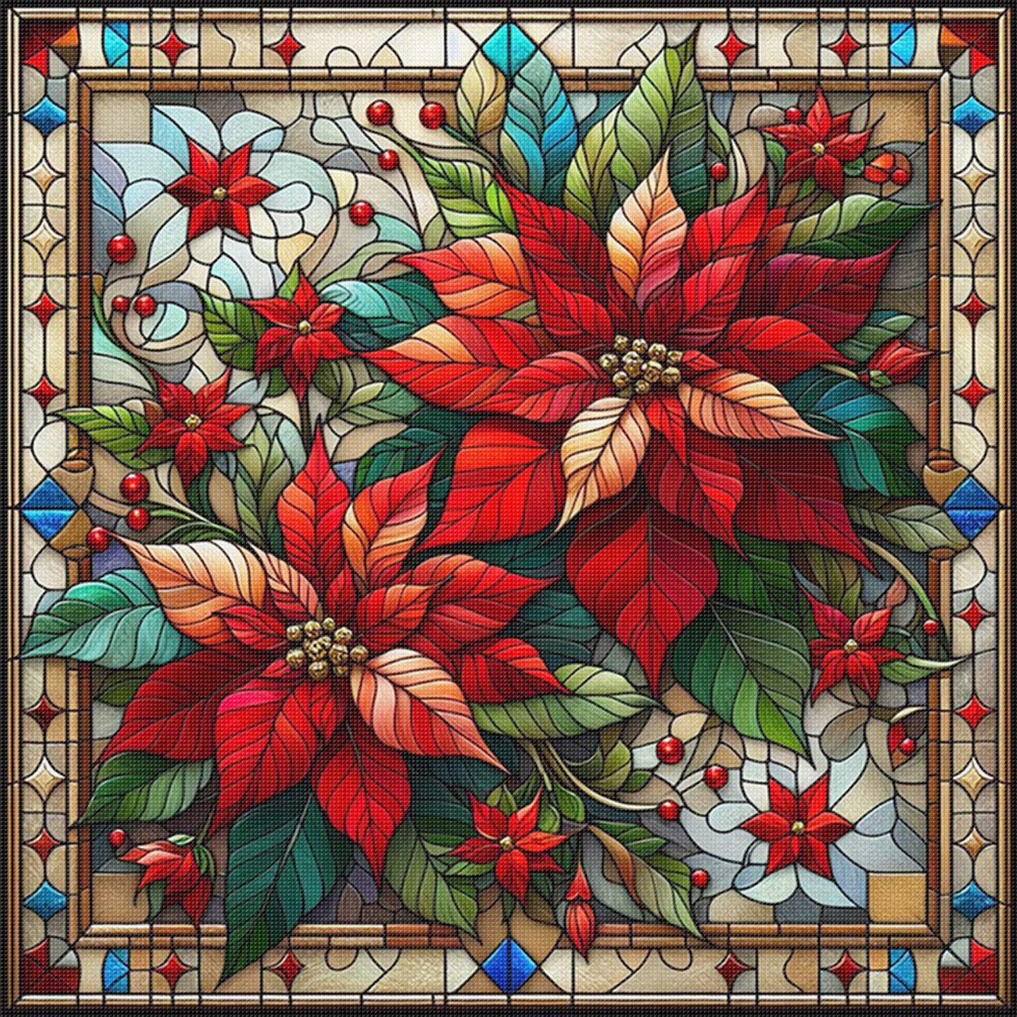 Christmas Flower - Full 11CT Stamped Cross Stitch 45x45CM - Huacan
