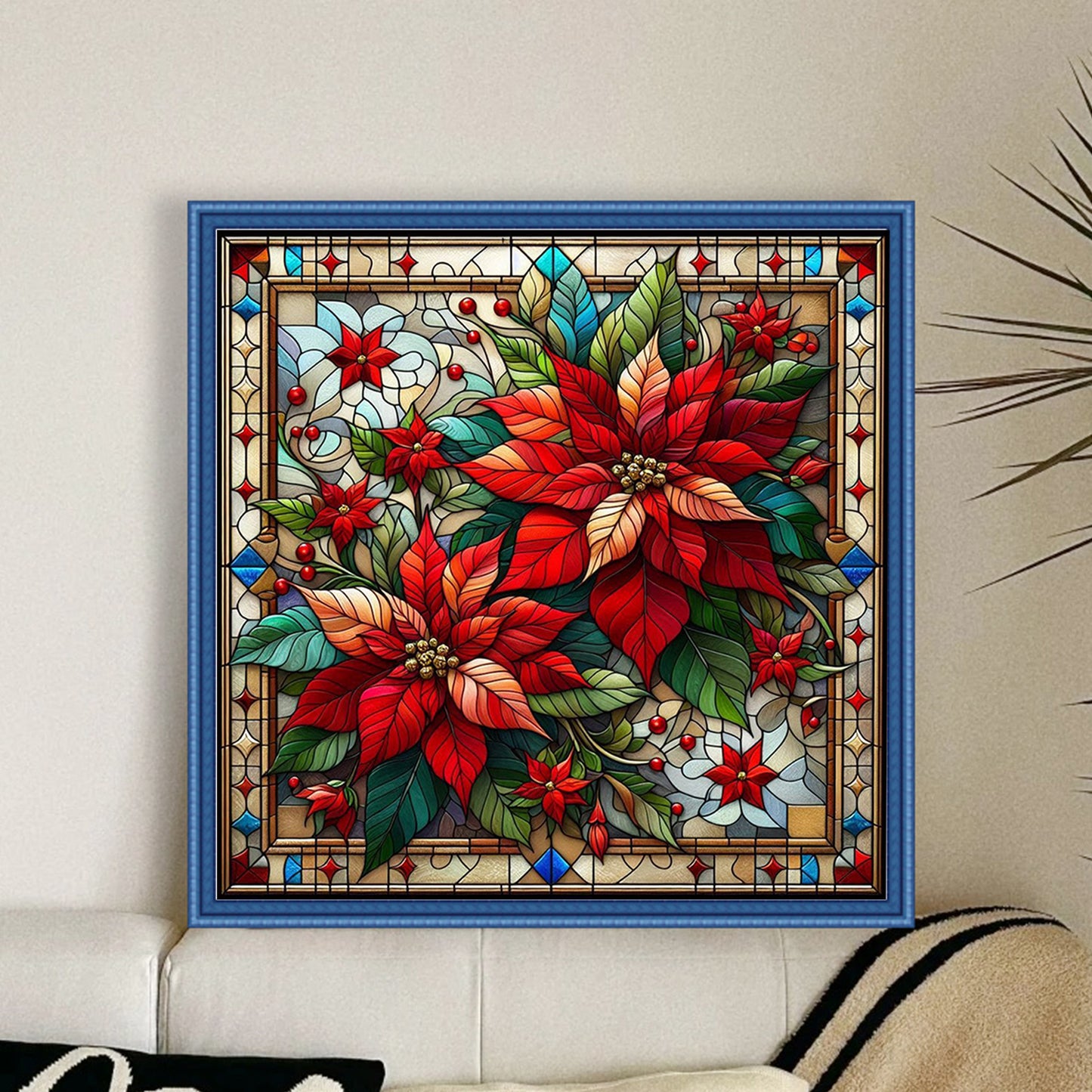Christmas Flower - Full 11CT Stamped Cross Stitch 45x45CM - Huacan