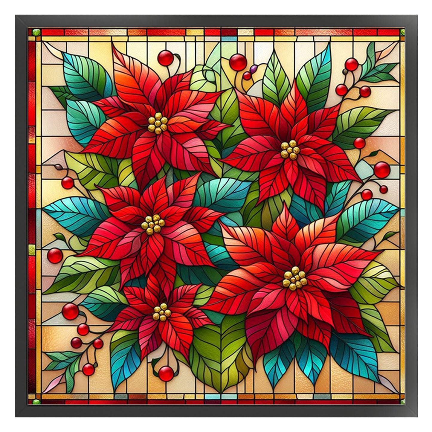 Christmas Flower - Full 11CT Stamped Cross Stitch 45x45CM - Huacan