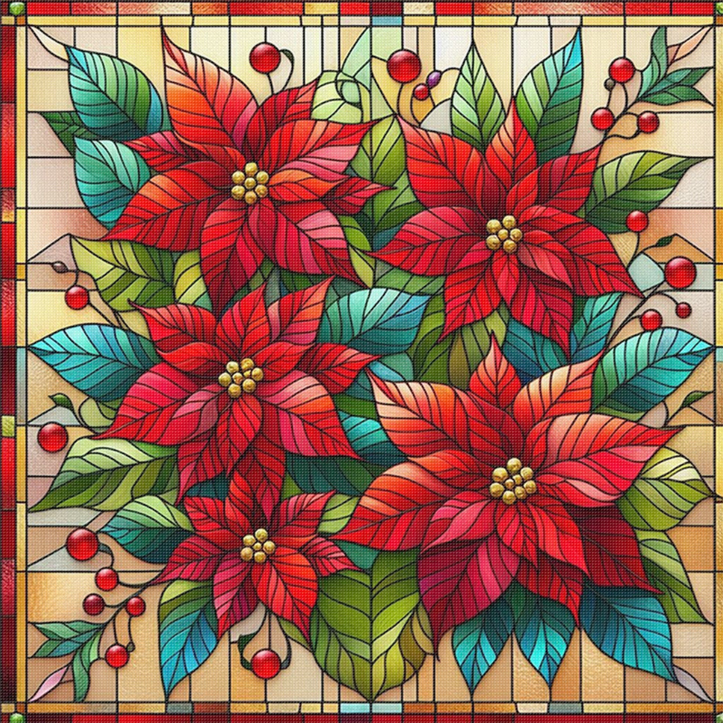 Christmas Flower - Full 11CT Stamped Cross Stitch 45x45CM - Huacan